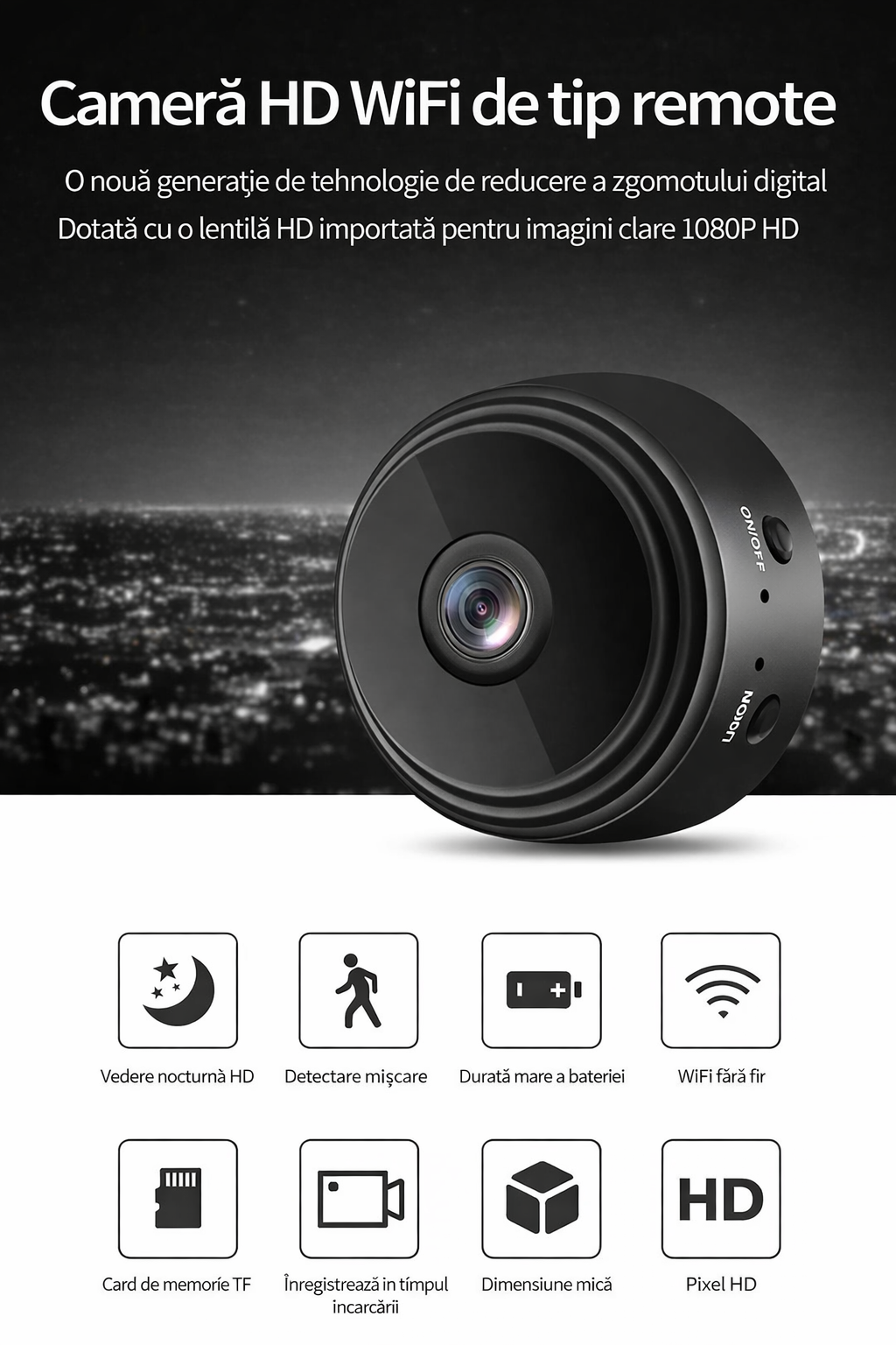 Set 3 camere de supraveghere WiFi HD 1080P – monitorizare interioara, detectie miscare