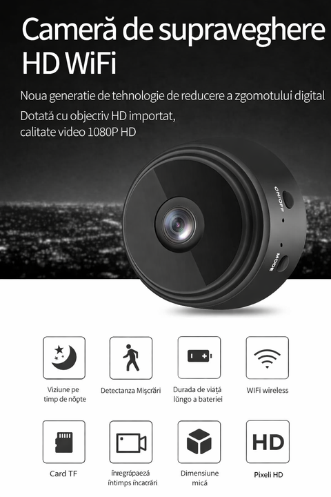 Set 3 camere de supraveghere WiFi HD 1080P – monitorizare interioara, detectie miscare