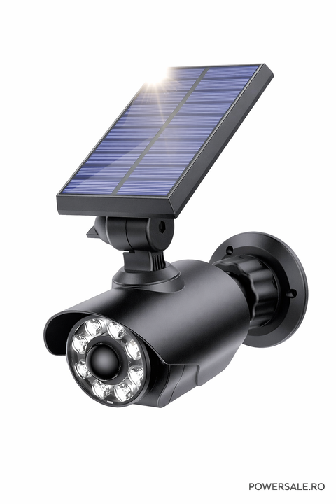 Set 2 bucăți camere de supraveghere false cu iluminare solară și senzor de mișcare