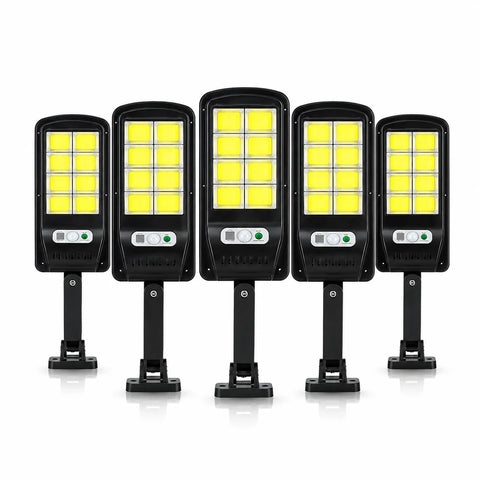 Set 5 Lampi Solare LED COB 100W JORTAN, 160 LED-uri, Senzor Miscare, Telecomanda – Iluminat Exterior Curte si Gradina