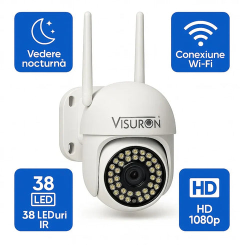 Set 2 Camere Supraveghere Wi-Fi Visuron  – Viziune Nocturnă, 38 LED IR, Full HD 1080p - PromotiiZilnice