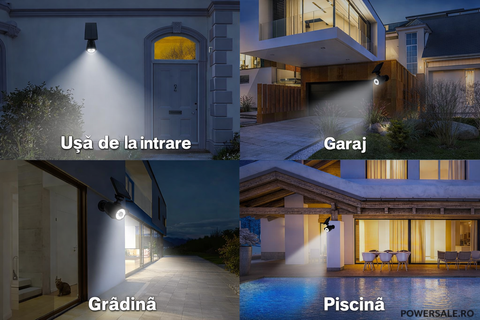 Set 2 bucăți camere de supraveghere false cu iluminare solară și senzor de mișcare
