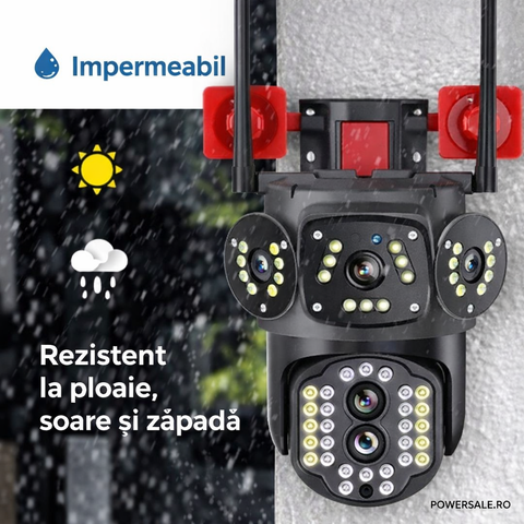 Set 2 Camere Supraveghere 4G Exterior 4K, Zoom 10X, Detectare Persoane, Rotire 360°, IP66