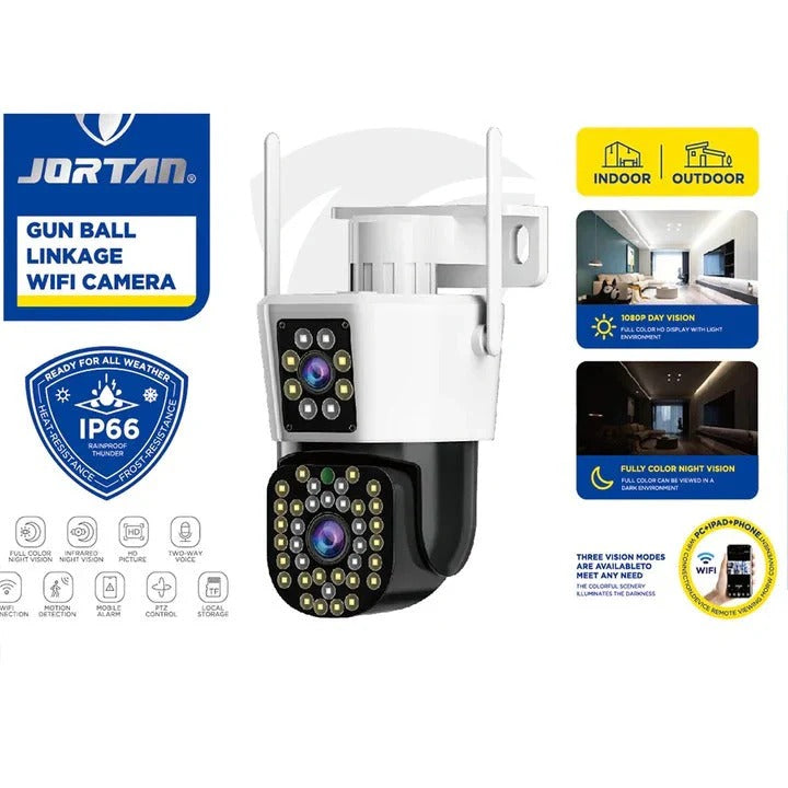 Set 2 Camere Supraveghere, Jortan 6MP Full HD 4K, Detectare Umana si Faciala, 2 Carduri 32GB incluse